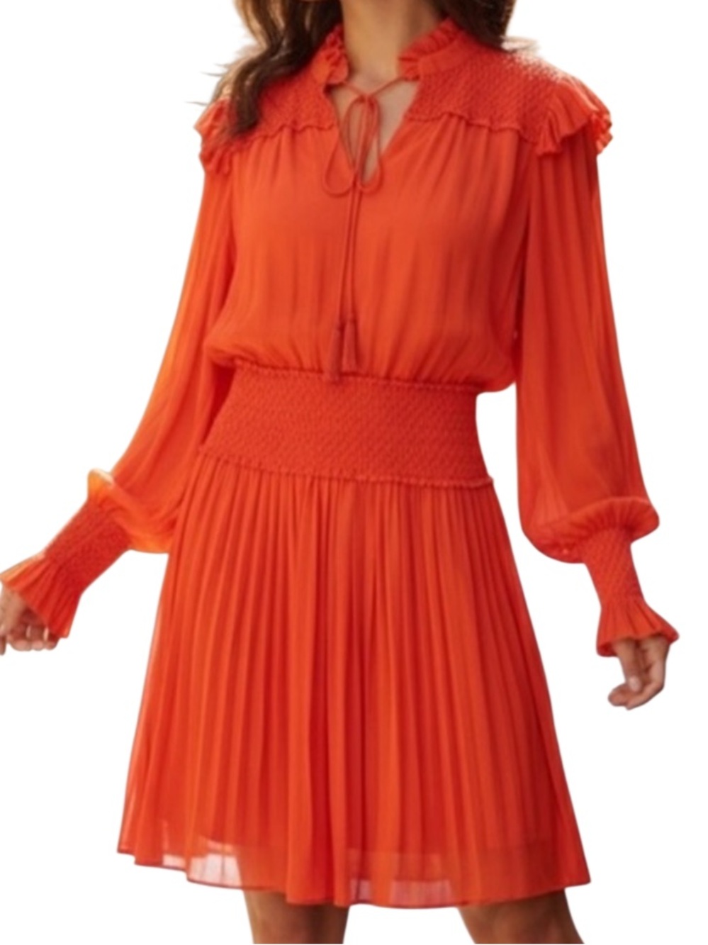 Tahari Vibrant Red Long Sleeve Dress